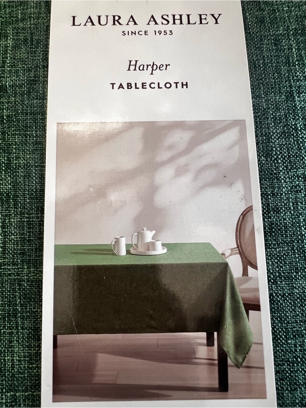 Laura Ashley Harper Tablecloth & Matching Napkins in Gorgeous Green